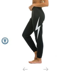 Aviator nation charcoal grey lighting bolt sweatpants women’s size medium